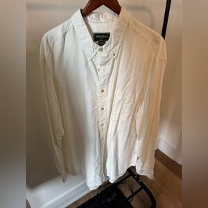 White Eddie Bauer men’s button up collared shirt size Tall XXL